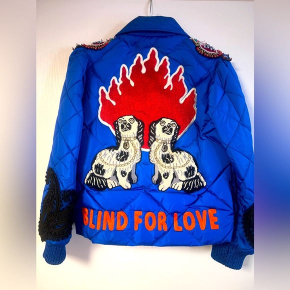 RARE Couture Runway Gucci Embellished Quilted Puffer Bomber Jacket Coat -Sz 40 - Picture 6 of 14